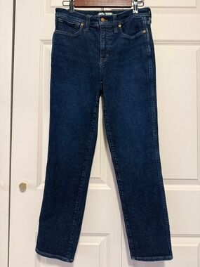 Madewell Dark Blue Straight Leg Mid Rise Stovepipe Jeans